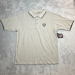 Vintage The Edge Las Vegas Oakland Raiders Polo Shirt Men Size XXL Gray Y2K READ
